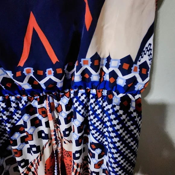 Luxology Bohemian style maxi dress medium blue orange cream - Picture 7 of 7